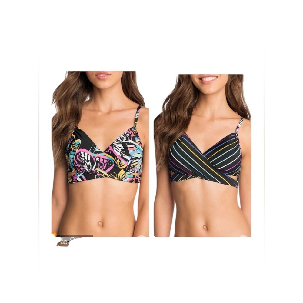 Vera Bradley Reversible Bikini Swim Top  NEW Bright Butterfly Stripe XS